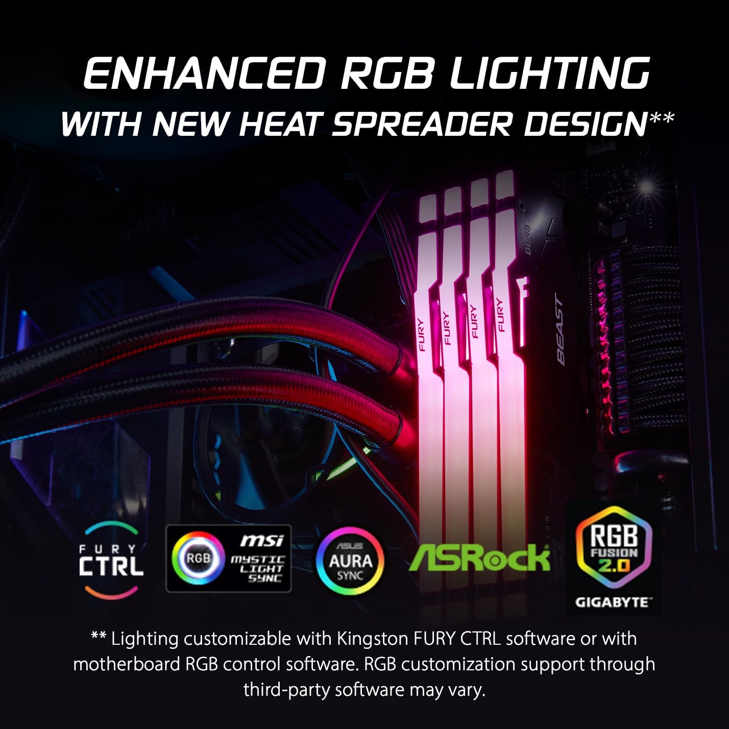 Kingston 64GB 6000MT/s DDR5 CL30 DIMM (Kit of 2) FURY Beast RGB EXPO