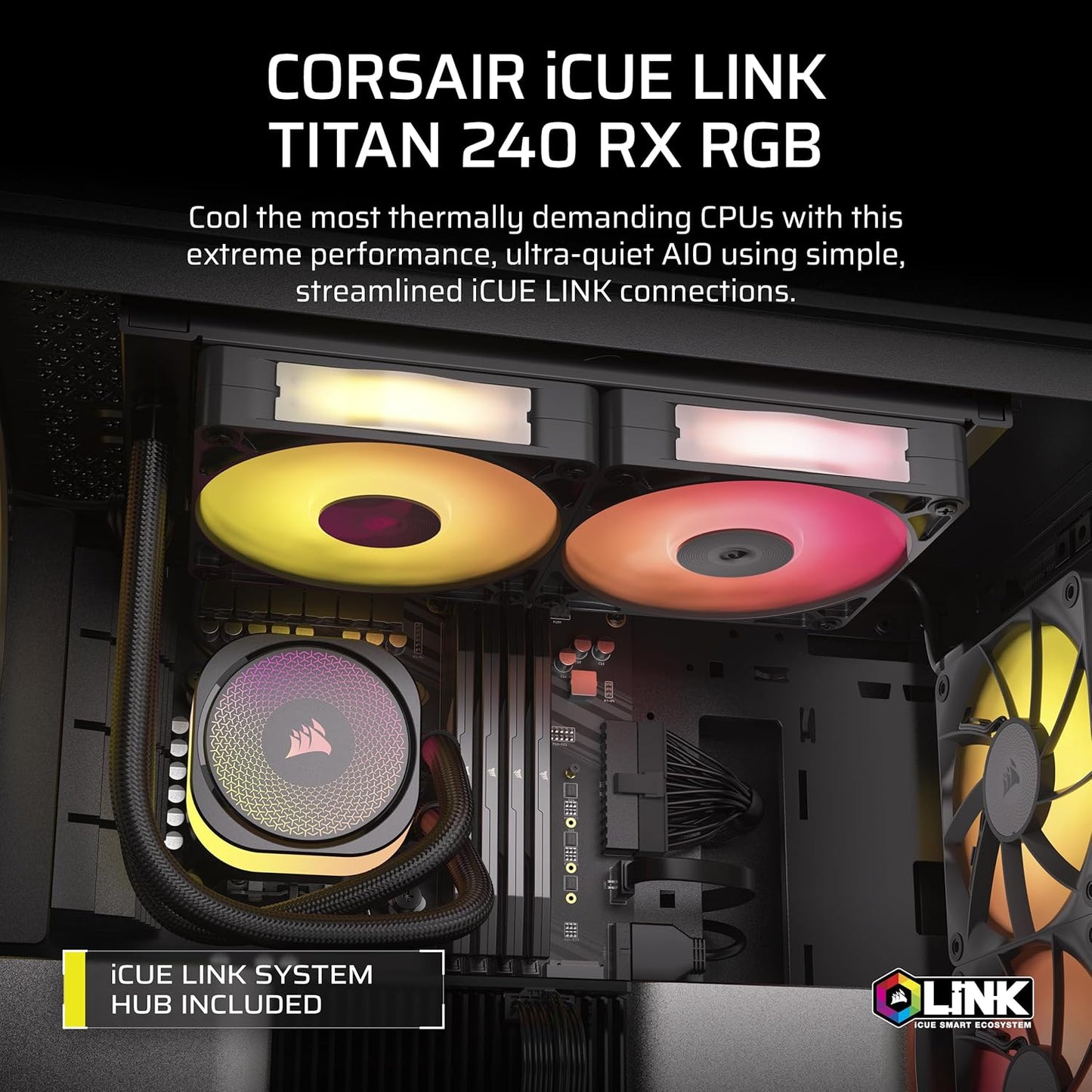 CORSAIR iCUE LINK TITAN 240 RX RGB AIO, 240mm Radiator, Liquid CPU Cooler