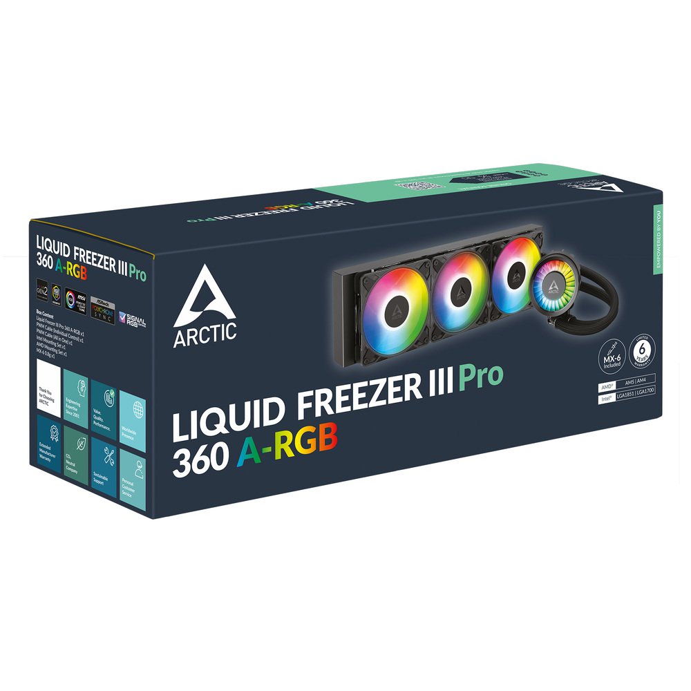 ARCTIC Liquid Freezer III Pro 360 A-RGB (Black) ACFRE00184A Multi Compatible All-in-One CPU Water Cooler with A-RGB Intel LGA1851, LGA1700 AMD AM5, AM4