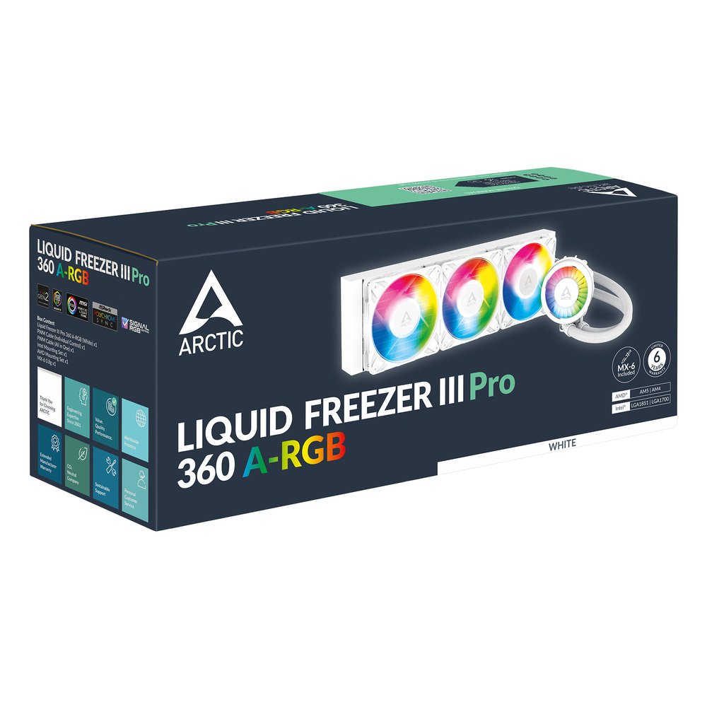 ARCTIC Liquid Freezer III Pro 360 A-RGB (White) ACFRE00188A Multi Compatible All-in-One CPU Water Cooler with A-RGB Intel LGA1851, LGA1700 AMD AM5, AM4